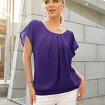 Nadorine Women's Chiffon Lace Batwing Sleeve Blouse Tops