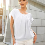 Nadorine Women's Chiffon Lace Batwing Sleeve Blouse Tops