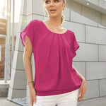 Nadorine Women's Chiffon Lace Batwing Sleeve Blouse Tops