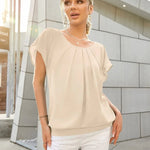 Nadorine Women's Chiffon Lace Batwing Sleeve Blouse Tops