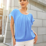 Nadorine Women's Chiffon Lace Batwing Sleeve Blouse Tops