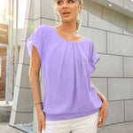 Nadorine Women's Chiffon Lace Batwing Sleeve Blouse Tops