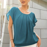 Nadorine Women's Chiffon Lace Batwing Sleeve Blouse Tops