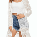 Lace Cover Up Tassel Sheer Cardigan - Nadorine (Us Only)