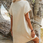Summer Casual 100% Cotton Shirt Dress with Pockets (US Only)