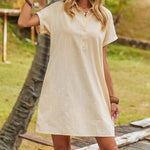 Summer Casual 100% Cotton Shirt Dress with Pockets (US Only)