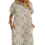 Summer Casual 100% Cotton Shirt Dress with Pockets (US Only)