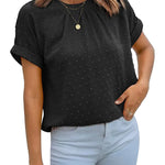 Nadorine Casual Swiss Dot Chiffon Summer Tops