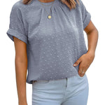 Nadorine Casual Swiss Dot Chiffon Summer Tops