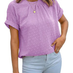 Nadorine Casual Swiss Dot Chiffon Summer Tops