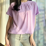 Nadorine Casual Swiss Dot Chiffon Summer Tops