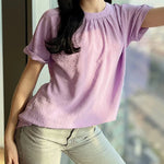 Nadorine Casual Swiss Dot Chiffon Summer Tops