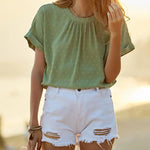 Nadorine Casual Swiss Dot Chiffon Summer Tops