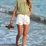 Nadorine Casual Swiss Dot Chiffon Summer Tops