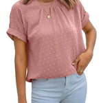 Nadorine Casual Swiss Dot Chiffon Summer Tops