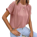 Nadorine Casual Swiss Dot Chiffon Summer Tops