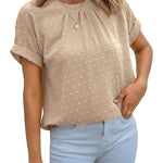 Nadorine Casual Swiss Dot Chiffon Summer Tops