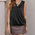 Womens Silk Satin Tank Tops V-Neck Sleeveless Camisole Tops Summer Cami Tank Dressy Tops - Nadorine (Us Only)