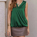 Womens Silk Satin Tank Tops V-Neck Sleeveless Camisole Tops Summer Cami Tank Dressy Tops - Nadorine (Us Only)