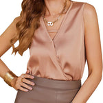Womens Silk Satin Tank Tops V-Neck Sleeveless Camisole Tops Summer Cami Tank Dressy Tops - Nadorine (Us Only)