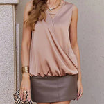 Womens Silk Satin Tank Tops V-Neck Sleeveless Camisole Tops Summer Cami Tank Dressy Tops - Nadorine (Us Only)