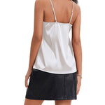 Women's Silk Camisole V Neck Camis Satin Tank Tops Sexy Spaghetti Strap Loose Sleeveless Blouse 2 Packs - Nadorine (Us Only)