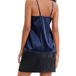 Women's Silk Camisole V Neck Camis Satin Tank Tops Sexy Spaghetti Strap Loose Sleeveless Blouse 2 Packs - Nadorine (Us Only)