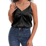 Women's Silk Camisole V Neck Camis Satin Tank Tops Sexy Spaghetti Strap Loose Sleeveless Blouse 2 Packs - Nadorine (Us Only)