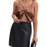 Women's Silk Camisole V Neck Camis Satin Tank Tops Sexy Spaghetti Strap Loose Sleeveless Blouse 2 Packs - Nadorine (Us Only)