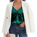 Women's Silk Camisole V Neck Camis Satin Tank Tops Sexy Spaghetti Strap Loose Sleeveless Blouse 2 Packs - Nadorine (Us Only)