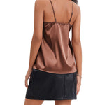 Women's Silk Camisole V Neck Camis Satin Tank Tops Sexy Spaghetti Strap Loose Sleeveless Blouse 2 Packs - Nadorine (Us Only)