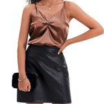 Women's Silk Camisole V Neck Camis Satin Tank Tops Sexy Spaghetti Strap Loose Sleeveless Blouse 2 Packs - Nadorine (Us Only)