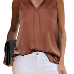 Nadorine Women's Silk Satin Tank Tops