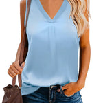 Nadorine Women's Silk Satin Tank Tops