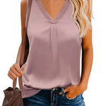 Nadorine Women's Silk Satin Tank Tops