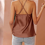 Nadorine Women's Cowl Neck Satin Camisole