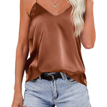 Nadorine Women's Silk Satin Tank Tops