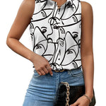 Nadorine Sleeveless Blouses Casual Button Down Shirts