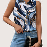 Nadorine Sleeveless Blouses Summer Casual Button Down Shirts