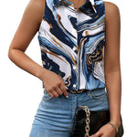 Nadorine Sleeveless Blouses Casual Button Down Shirts
