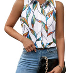 Nadorine Sleeveless Blouses Casual Button Down Shirts
