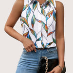 Nadorine Sleeveless Blouses Summer Casual Button Down Shirts