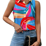 Nadorine Sleeveless Blouses Casual Button Down Shirts