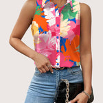 Nadorine Sleeveless Blouses Summer Casual Button Down Shirts