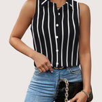 Nadorine Sleeveless Blouses Casual Button Down Flower Tank Tops