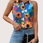 Nadorine Sleeveless Blouses Summer Casual Button Down Shirts