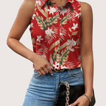 Nadorine Sleeveless Blouses Summer Casual Button Down Shirts