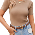 Nadorine Women's Short Sleeve Basic Slim Fit Tops