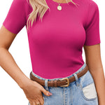 Nadorine Women's Short Sleeve Basic Slim Fit Tops
