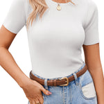 Nadorine Women's Short Sleeve Basic Slim Fit Tops